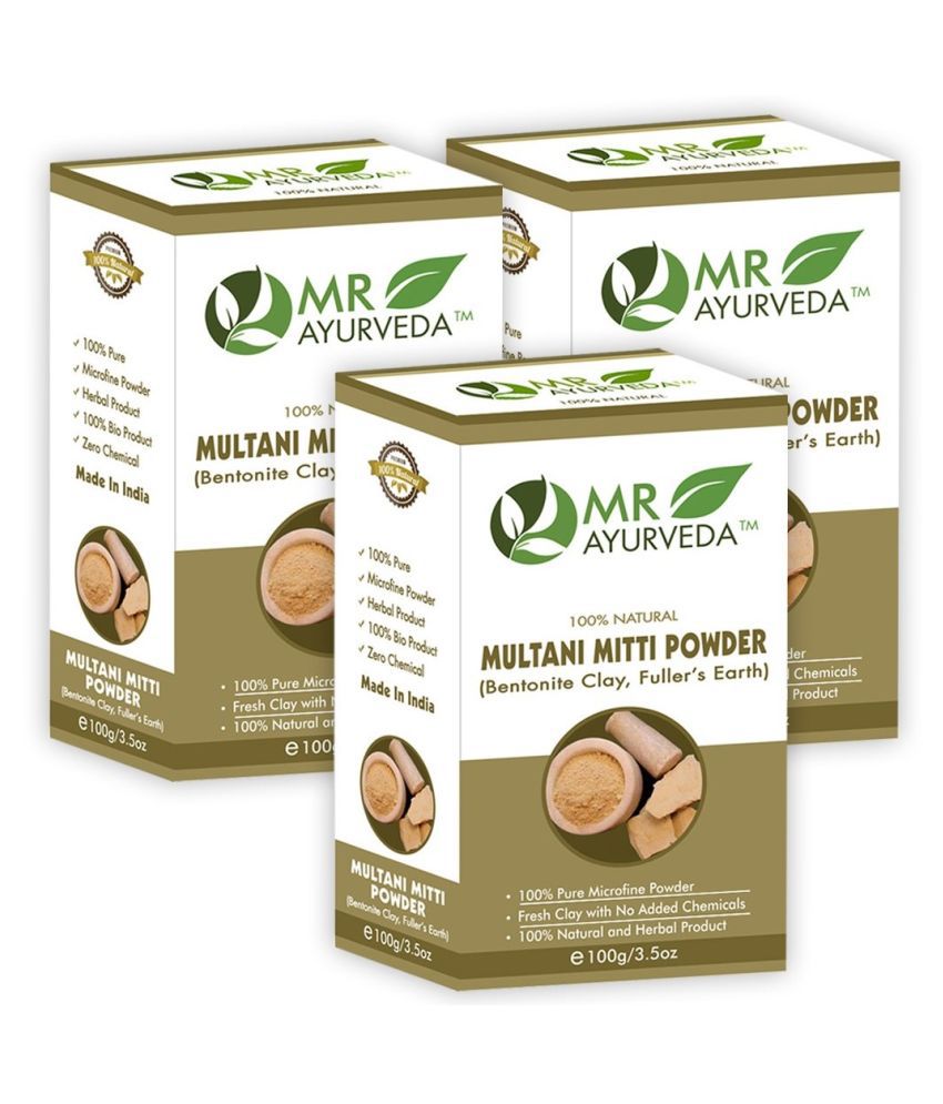 MR Ayurveda Natural & Fresh Multani Mitti Powder Face Pack Masks 300 gm Pack of 3