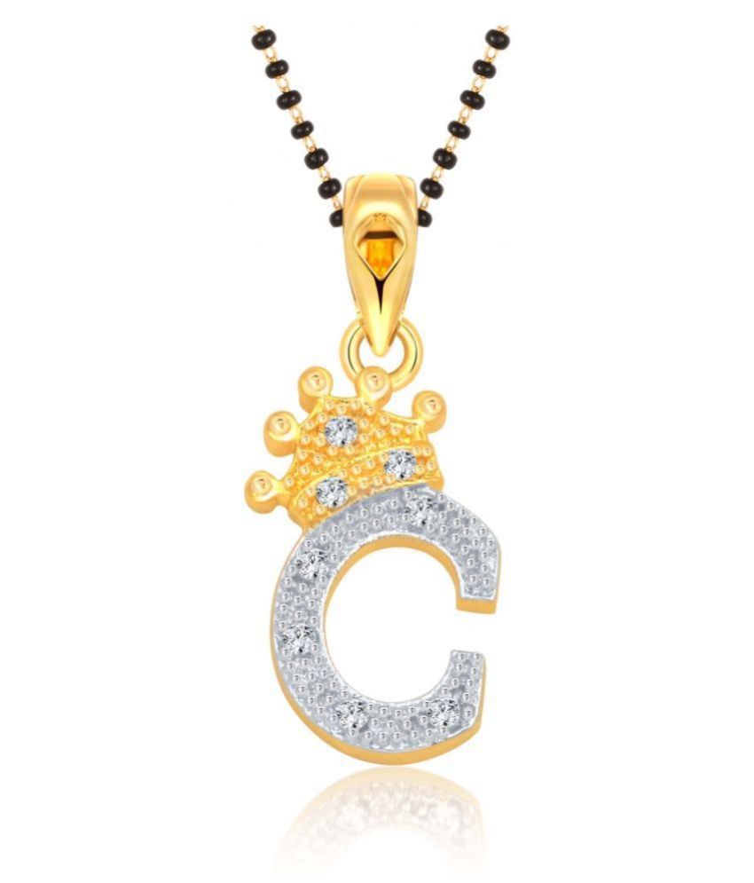     			Vighnaharta Alphabet Crown "C" Latter Mangalsutra Chain alloy (CZ) Studded Gold Plated Mangalsutra,Tanmaniya,Latter mangalsutra,Alphabet mangalsutra,initial mangalsutra for Women - [VF1550MSPG]