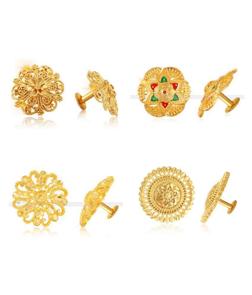     			Vighnaharta Shimmering Bejeweled Alloy Gold Plated Stud Earring Combo set For Women and Girls ( Pack of- 4 Pair Earrings)-VFJ1086-1346-1347-1313ERG