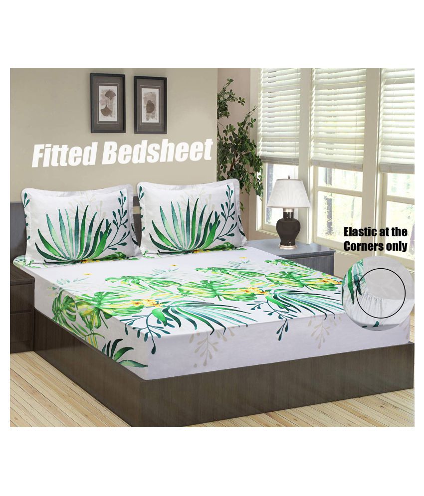     			Home Candy Microfibre Nature 1 Bedsheet with 2 Pillow Covers - Multi