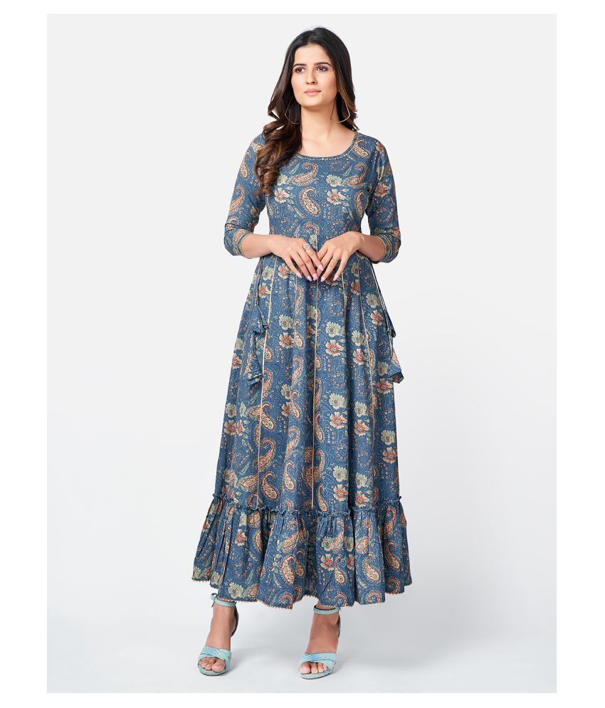     			Vbuyz Blue Cotton Anarkali Kurti - Single