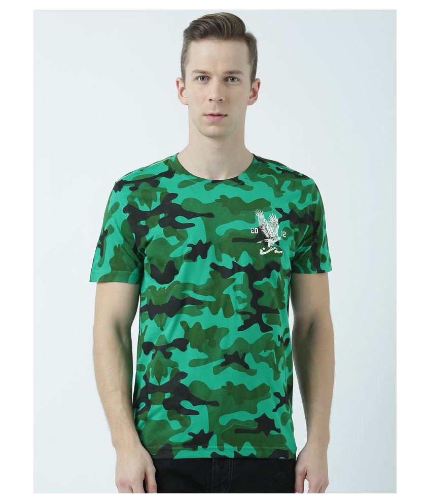     			Huetrap cotton Green Printed T-Shirt Single Pack