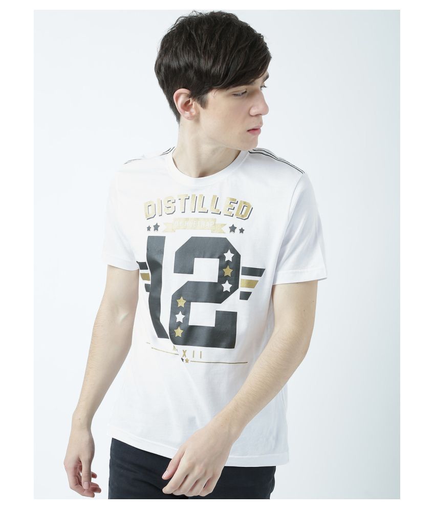     			Huetrap cotton White Printed T-Shirt Single Pack