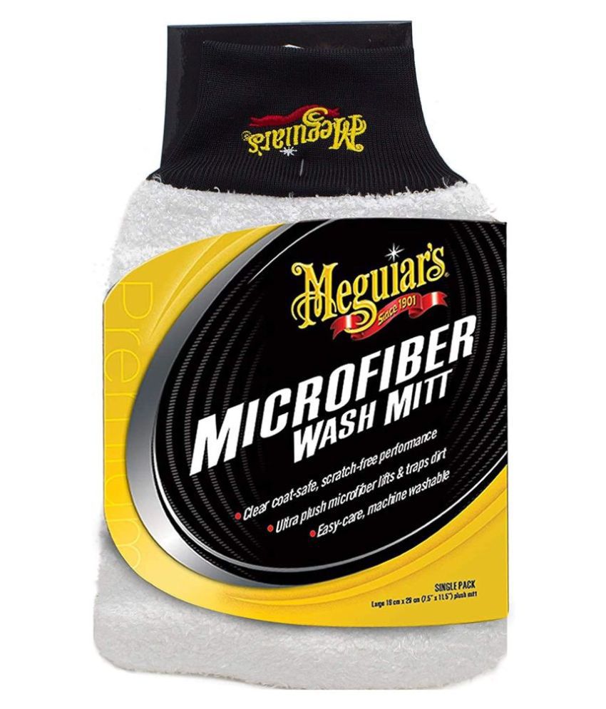 Meguiar's Microfiber Wash Mitt Large Size Machine Washable Reusable Super-Thick Absorbent Wash Mitt for Ultimate Finish Safer Washing