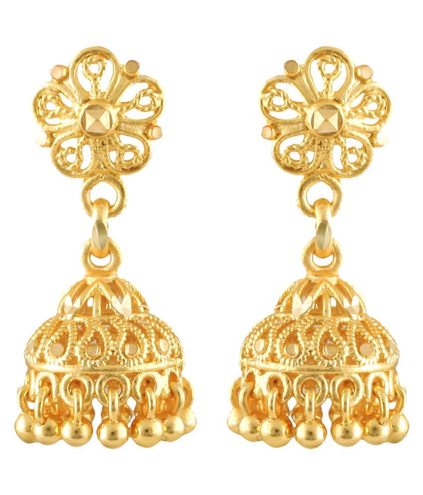     			Vighnaharta - Golden Jhumki Earrings ( Pack of 1 )