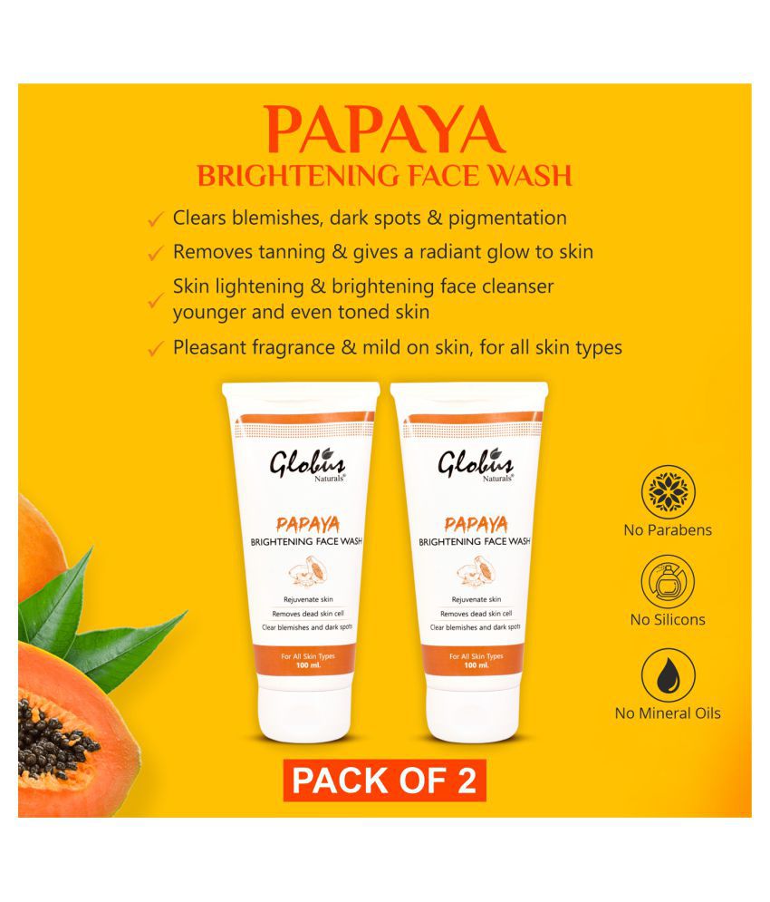     			Globus Naturals Anti-Tan Papaya Purifying Face Wash 100 mL Pack of 2