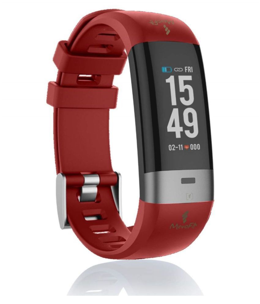 MevoFit Care Fitness Band: Fitness Smartwatch and Activity Tracker for Men & Women (Red)