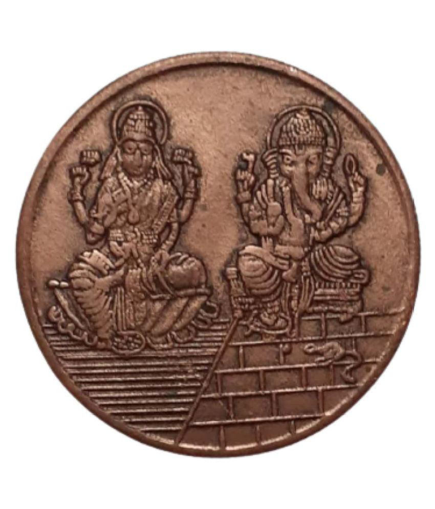     			EXTREMELY RARE OLD VINTAGE ONE ANNA EAST INDIA COMPANY 1616 LAXMI GANESH BEAUTIFUL RELEGIOUS BIG TEMPLE TOKEN COIN
