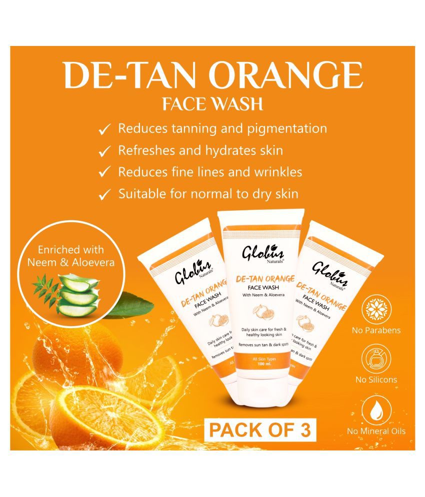     			Globus Naturals Tan Care Orange Face Wash 100 mL Pack of 3