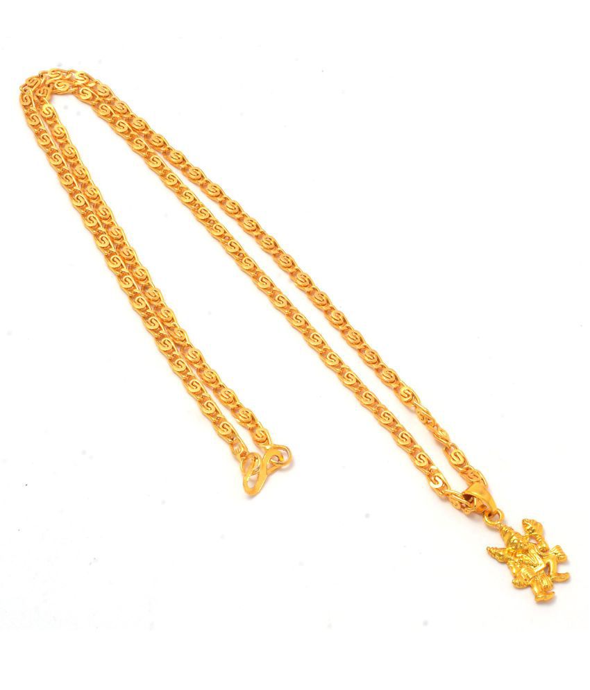    			Jewar Mandi Lord Hanuman Ji Gold Plated Locket/Pendant with Link Chain Daily use for Men, Women & Girls, Boys