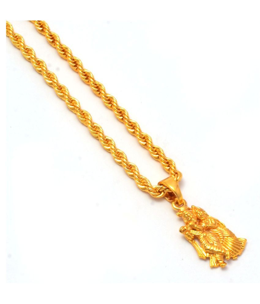     			Jewar Mandi Radha Krishna Ji Bansiwala Kanhaiya Gold Plated Locket/Pendant with Rope/Rassi Chain Daily use for Men, Women & Girls, Boys