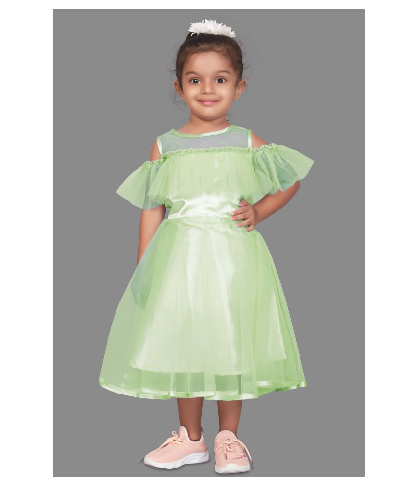     			Mirrow Trade Baby Girl’s Ruffle Cold Shoulder Flared Midi Party Dress/Frock