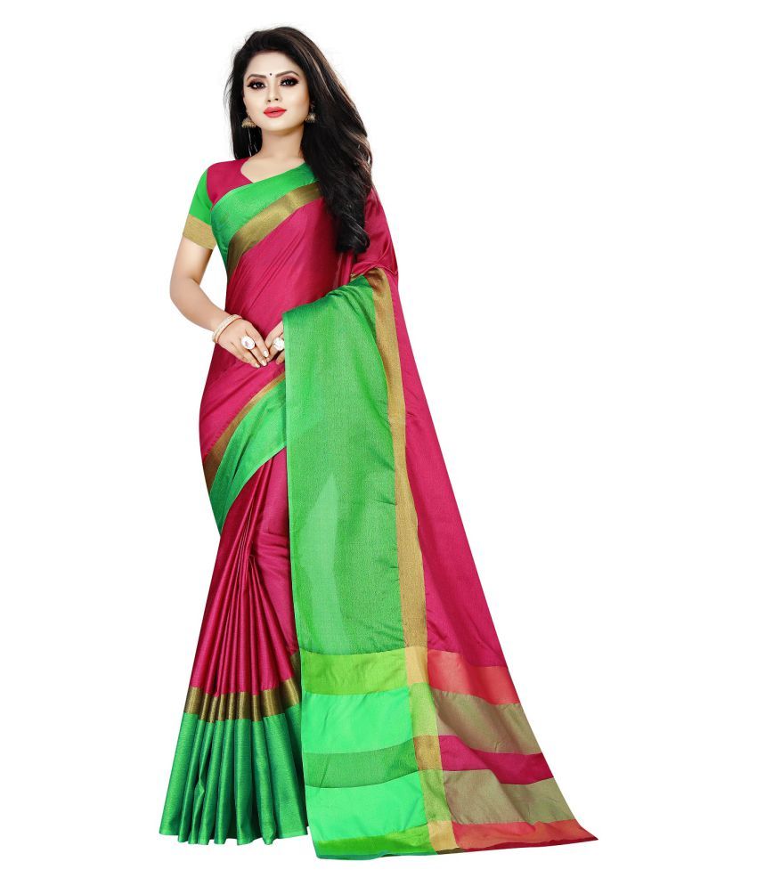     			Apnisha Green Cotton Silk Saree - Single