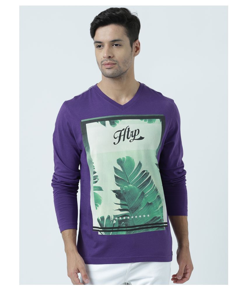     			Huetrap Cotton Purple Printed T-Shirt Single Pack