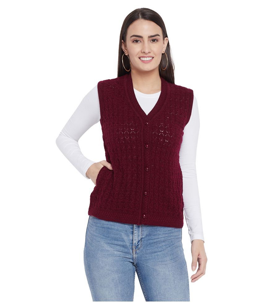     			Clapton Acrylic Maroon Buttoned Cardigans - Single