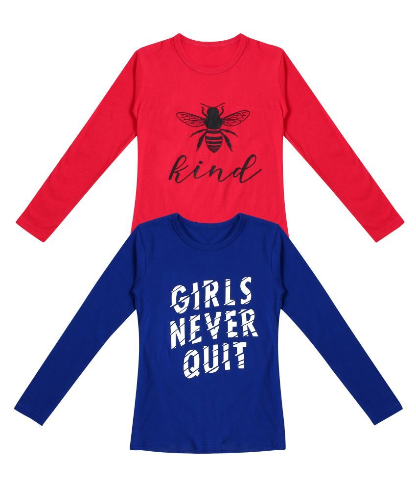     			DIAZ 100% Breathable Cotton Girls Full Sleeve T-Shirt | Girls Full Sleeve Printed T-Shirt Combo - Casual Long Sleeve Tees, Regular Fit Round Neck Tops for Girls