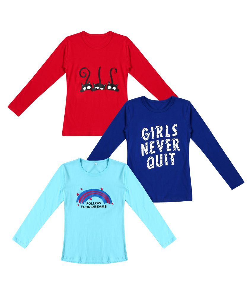     			Diaz Pack of 3 Girls 100% Cotton T-Shirts ( Multi )