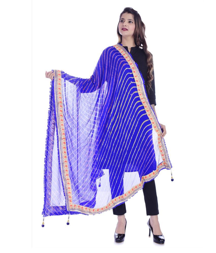     			Raj Blue Chiffon Leheria Dupatta - Single