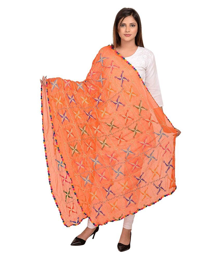     			Raj Orange Chiffon Dupatta - Single