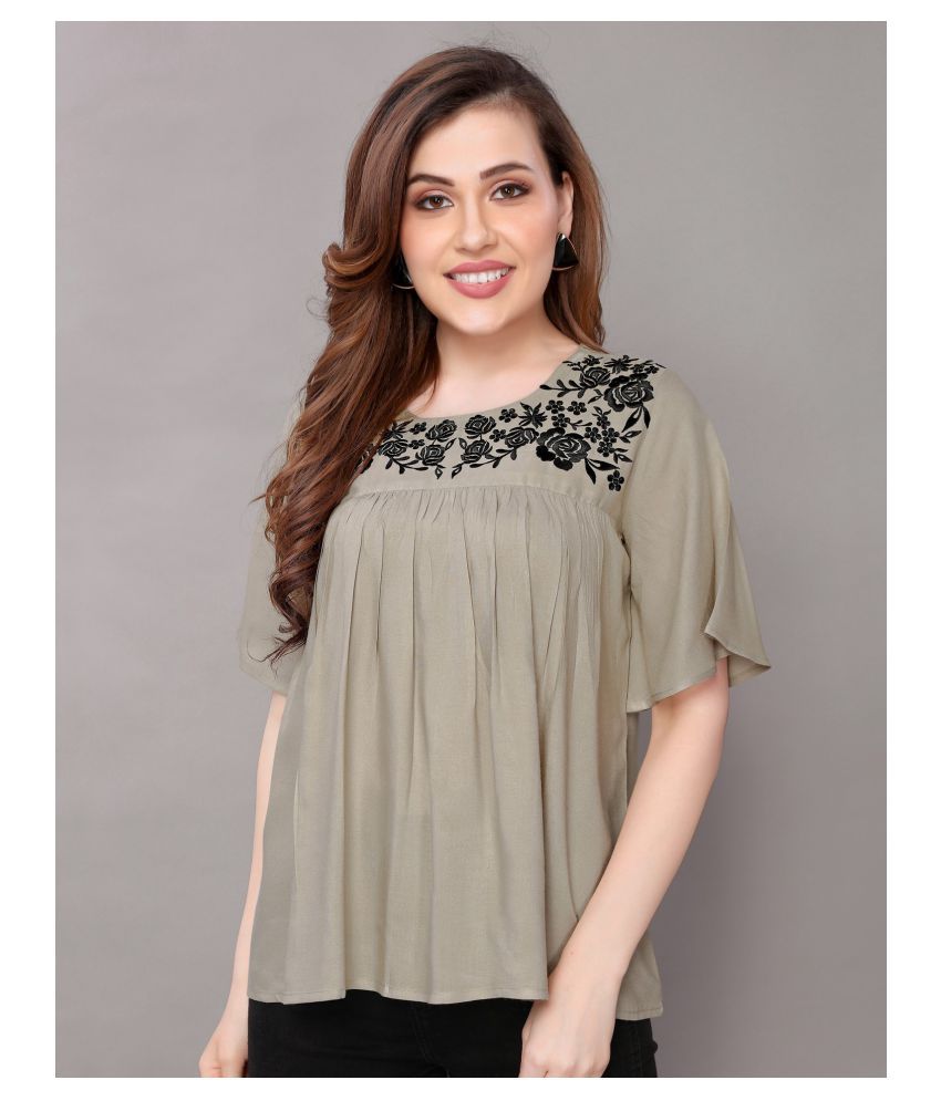     			Selvia Rayon Regular Tops - Green Single