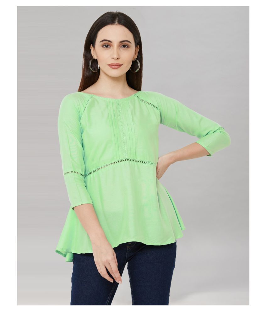     			Selvia Rayon Regular Tops - Green Single