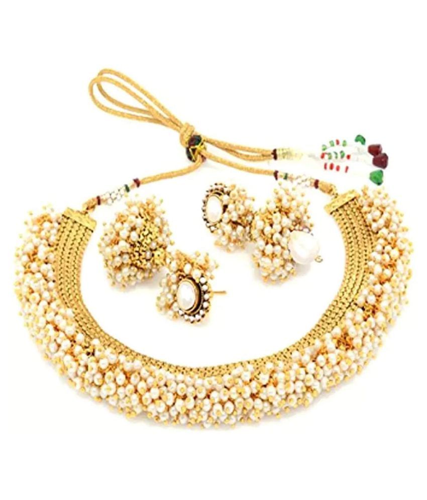     			YouBella Jewellery Sets for Women Gold Plated Pearl Wedding Bridal Necklace Jewellery Set with Earrings and Bangles Combo for Girls/Women (2.4)