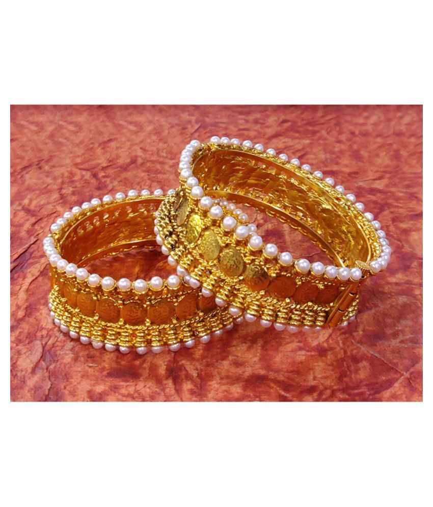     			YouBella Fashion Jewellery Traditional Gold Plated Original Gold Look Wedding Bracelet Bangle Set for Girls and Women (2.4)