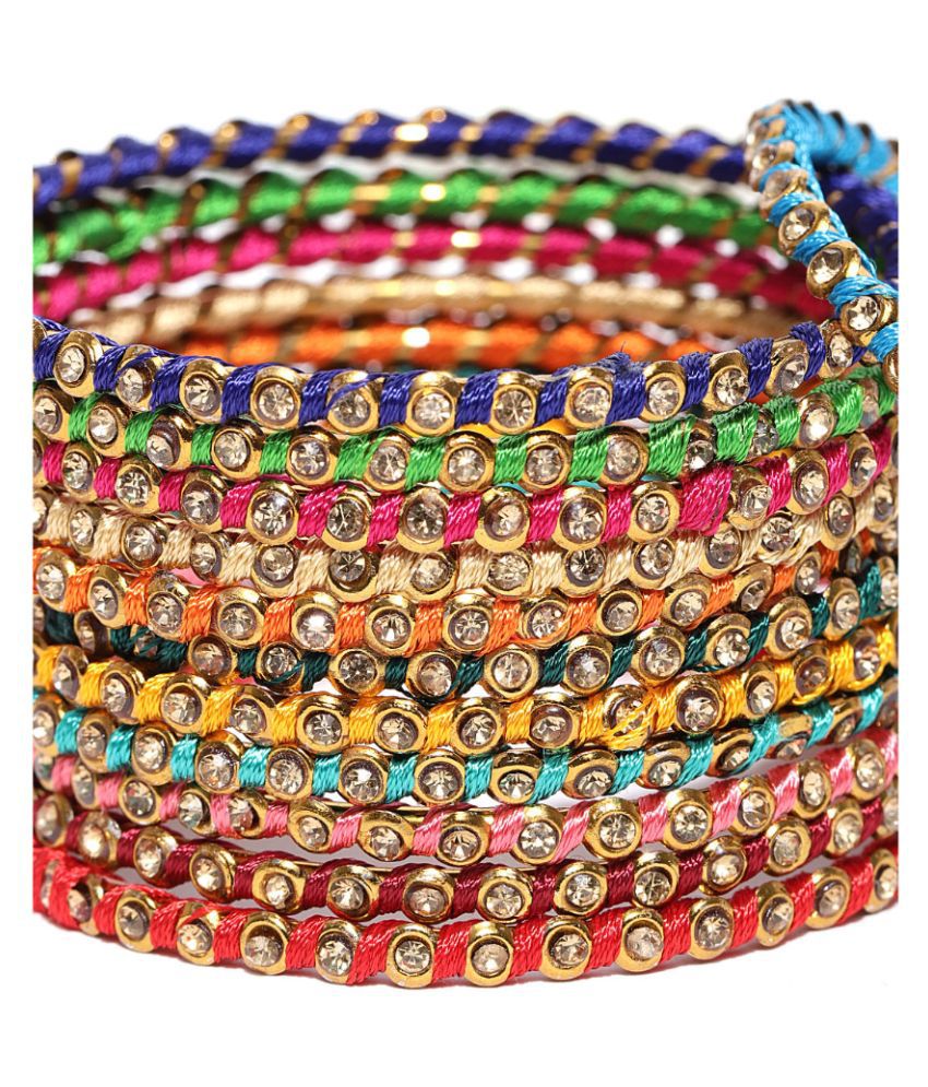     			YouBella Golden Gold-plated Bangle for Women - Set of 12