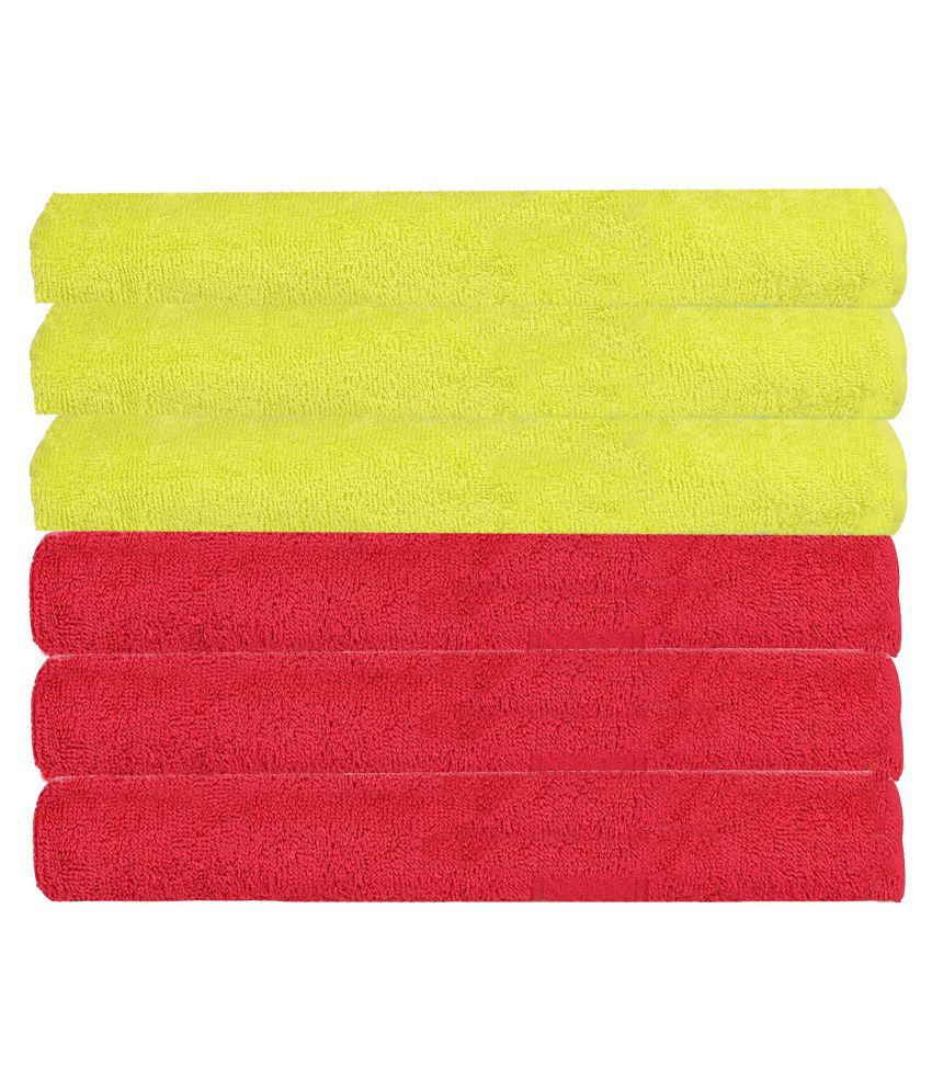 HOMETALES Microfiber Cleaning Cloth- 6 pcs - 40X40cm. 3 pcs red, 3 pcs. Yellow
