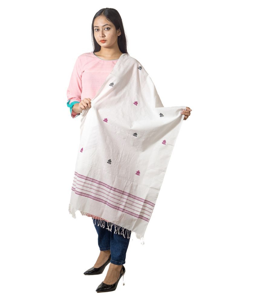 Tribes India Guwahati White Woven Shawl Single Price in India Buy