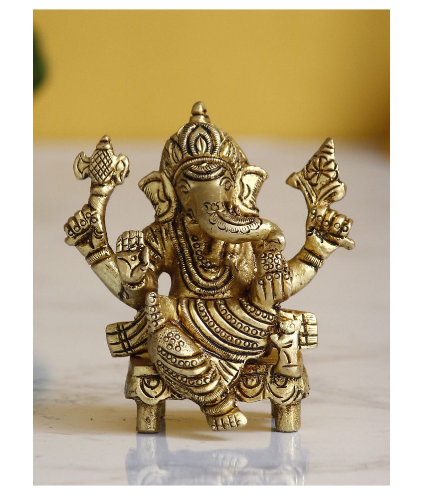     			eCraftIndia Showpiece Brass Ganesha Idol 7 x 5 cms Pack of 1