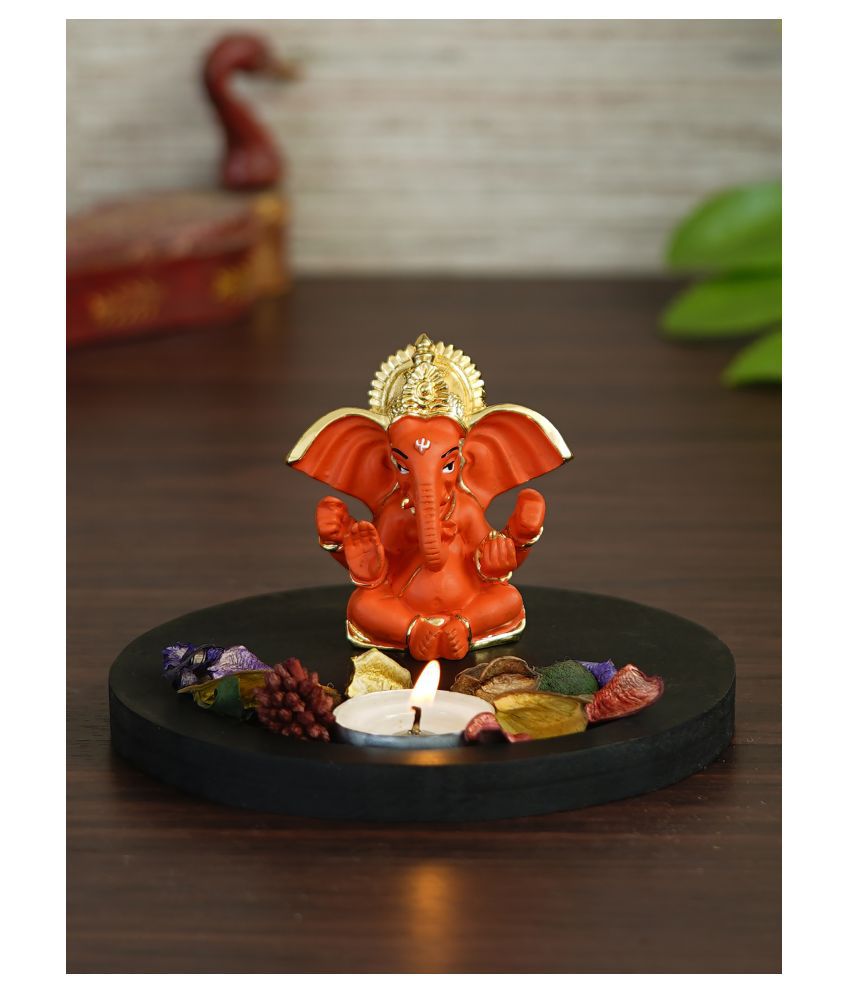     			eCraftIndia Showpiece Wood Ganesha Idol 15 x 15 cms Pack of 2