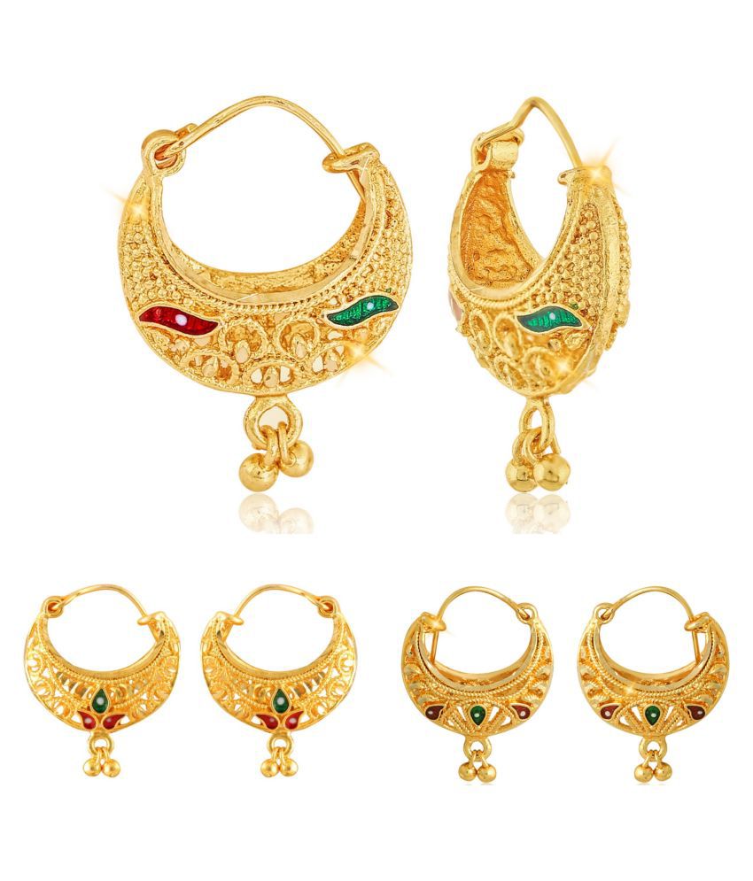     			Vighnaharta Beautiful Gold Plated Clip on Bucket,basket and Chand Bali earring Combo For Women and Girls -VFJ1139-1181-1395ERG