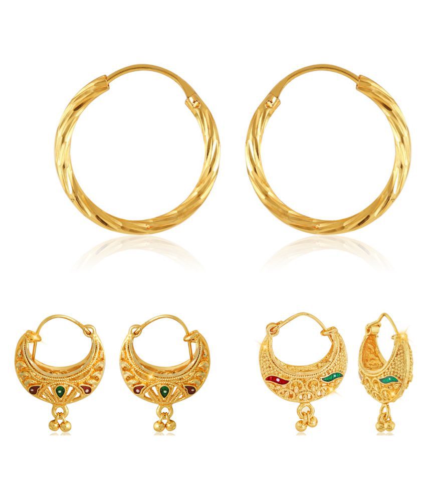     			Vighnaharta Elegant Beautiful Gold PlatedClip on Bucket,basket and Chand Bali earring Combo For Women and Girls -VFJ1317-1139-1181ERG
