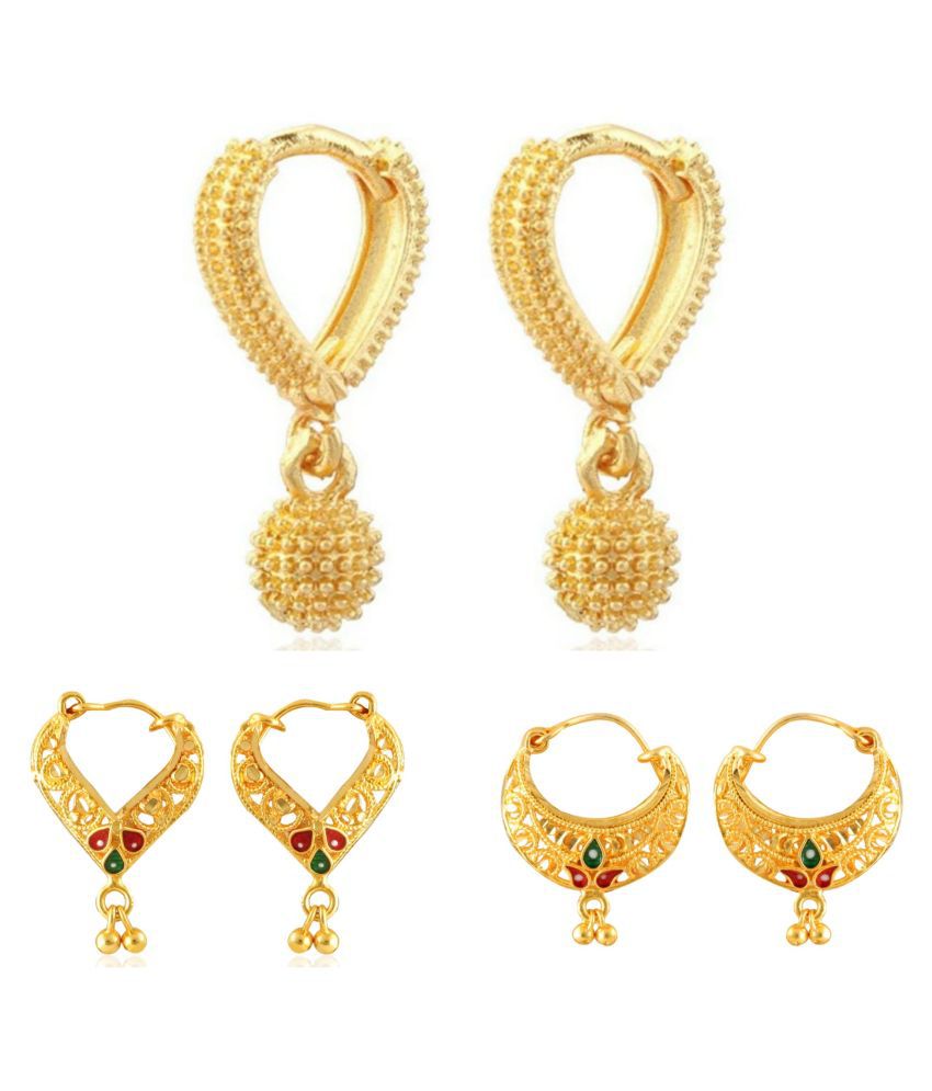     			Vighnaharta Twinkling Beautiful Gold Plated Clip on Bucket,basket and Chand Bali earring Combo For Women and Girls -VFJ1179-1392-1395ERG