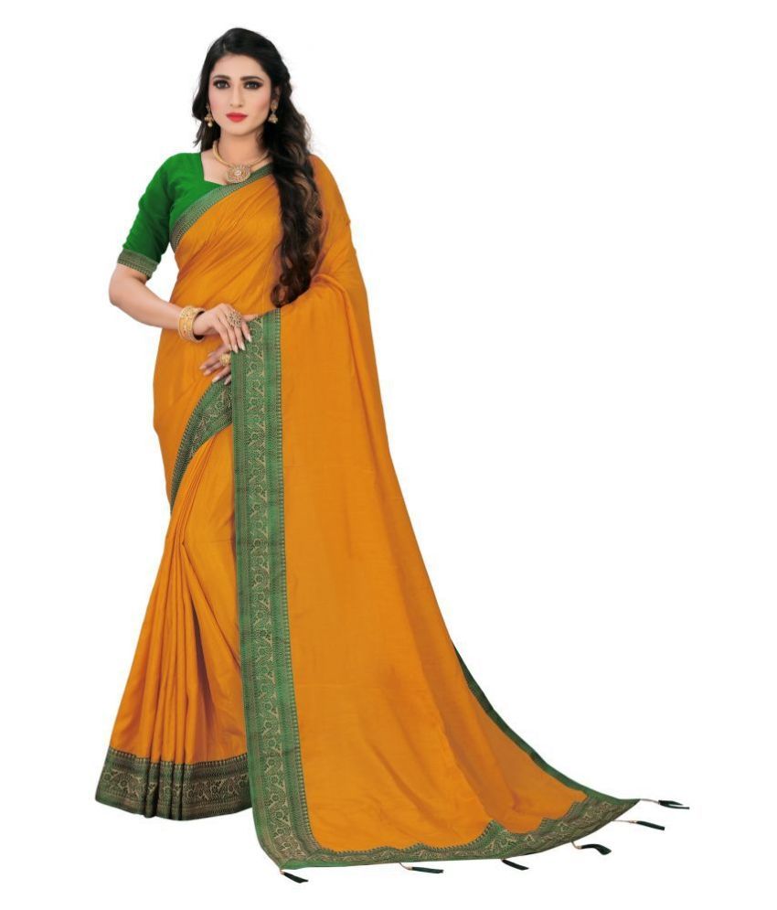     			ofline selection - Yellow Silk Blend Saree With Blouse Piece (Pack of 1)