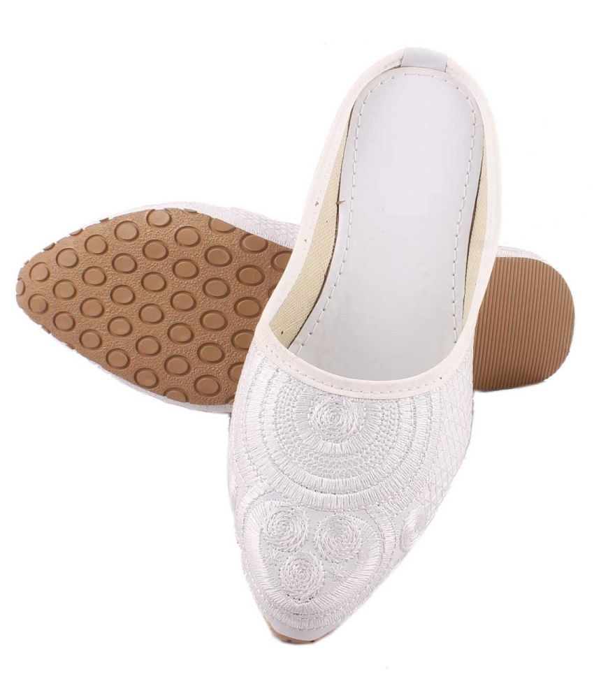     			Raj White Ethnic Footwear