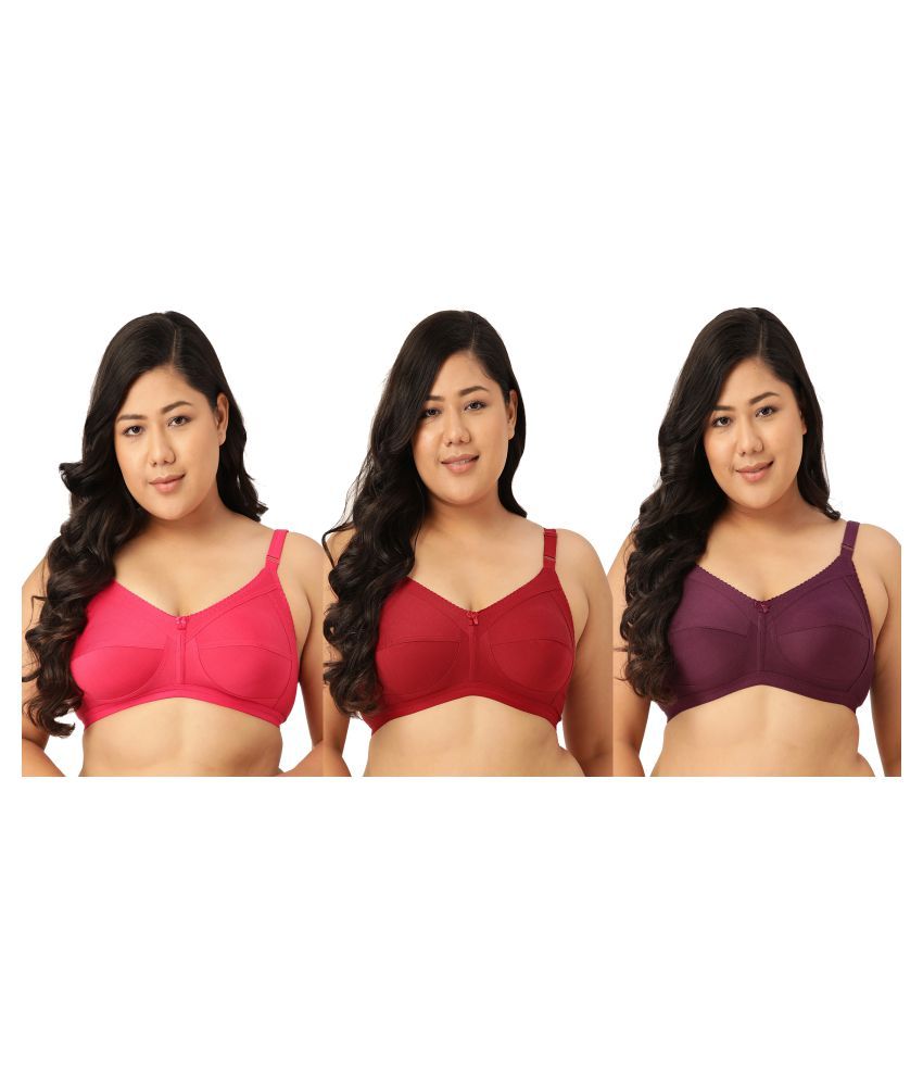     			Leading Lady Pack of 3 Cotton Non Padded Women's T-Shirt Bra ( Multi Color )