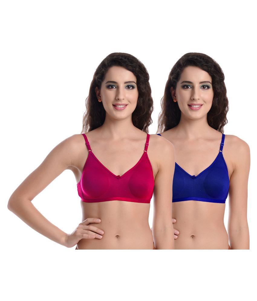     			Madam Pack of 2 Cotton Non Padded Women's T-Shirt Bra ( Multi Color )