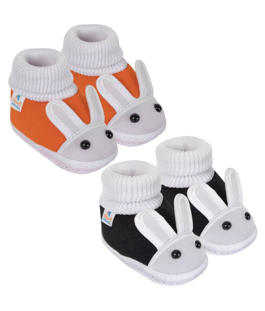     			Neska Moda Baby Unisex Booties For 0 To 6 Months (Orange,Black) -BT371andBT374