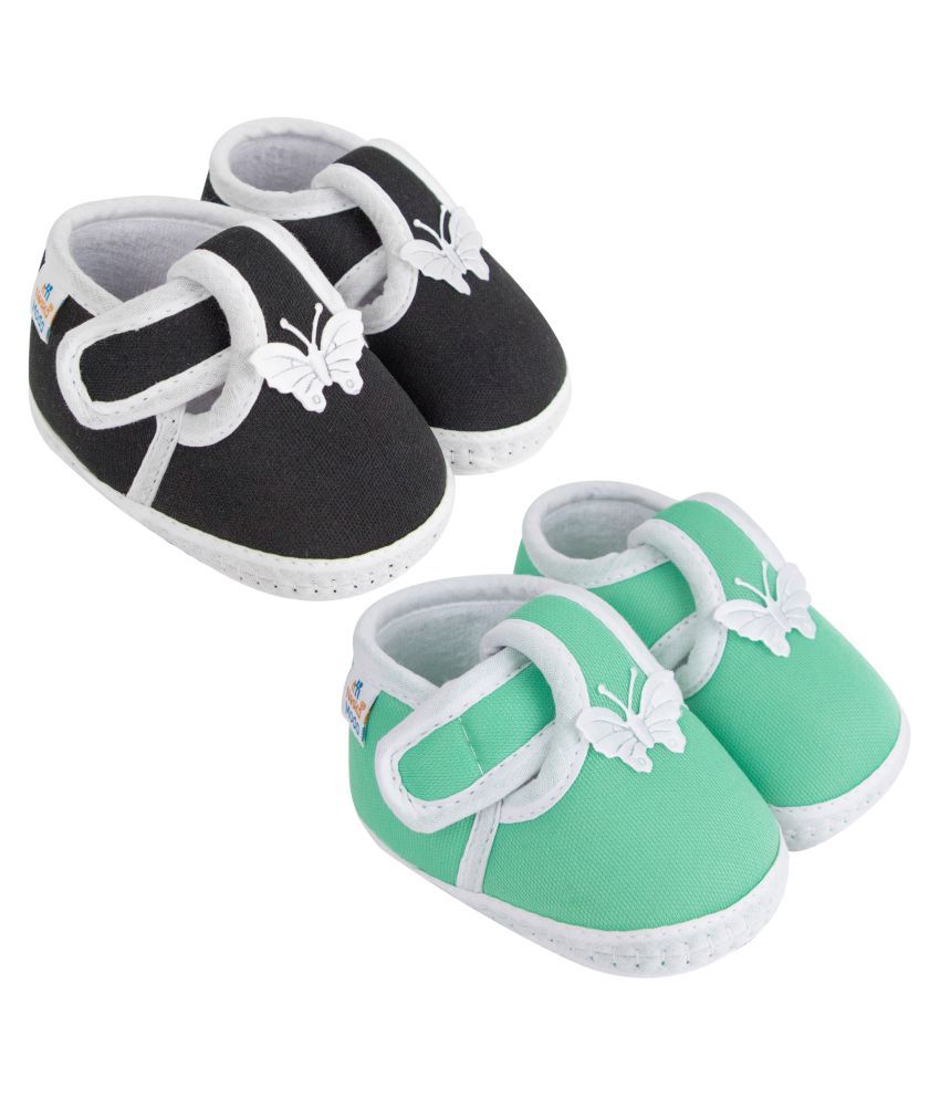     			Neska Moda Unisex Set Of 2 Pair Booties for 6 to 9 Months (Black,Green) -BT6andBT90