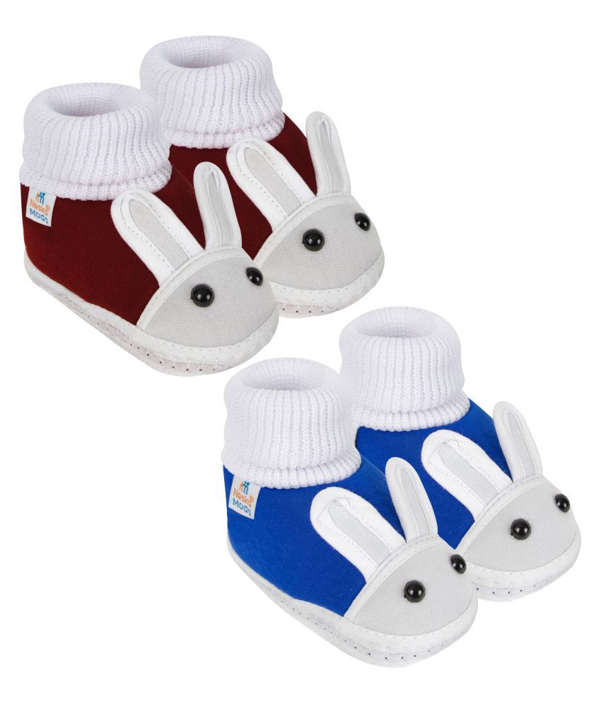     			Neska Moda Unisex Set Of 2 Pair Booties for 6 to 9 Months (Maroon,Blue) -BT82andSK132