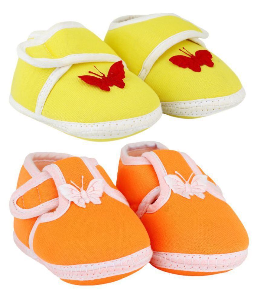     			Neska Moda Unisex Set Of 2 Booties For 6 To 12 Months (Orange,Yellow)