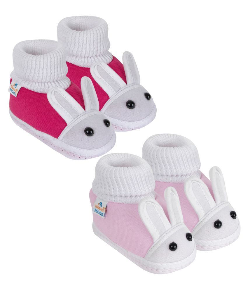     			Neska Moda Unisex Set Of 2 Pair Booties for 9 to 12 Months (Pink)-SK147andSK178