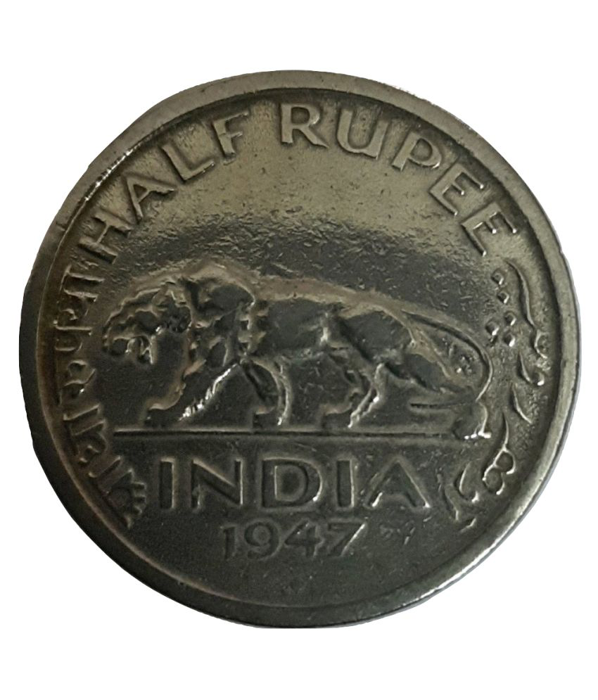     			Sansuka - British India Old Vintage George VI Half rupee 1/2 rupee tiger half rupee - Aadha Rupya 1 Numismatic Coins