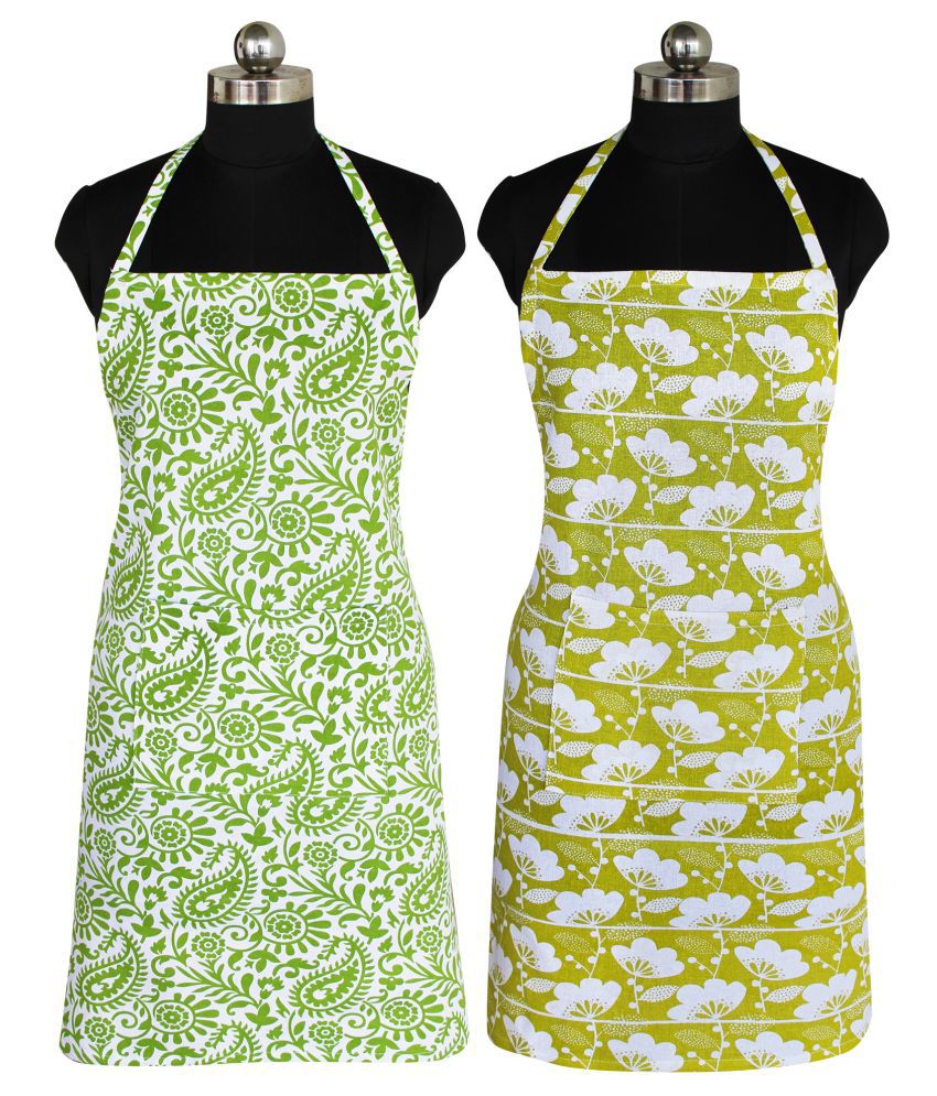     			Feather Green Set of 2 Multi Printed Cotton Apron