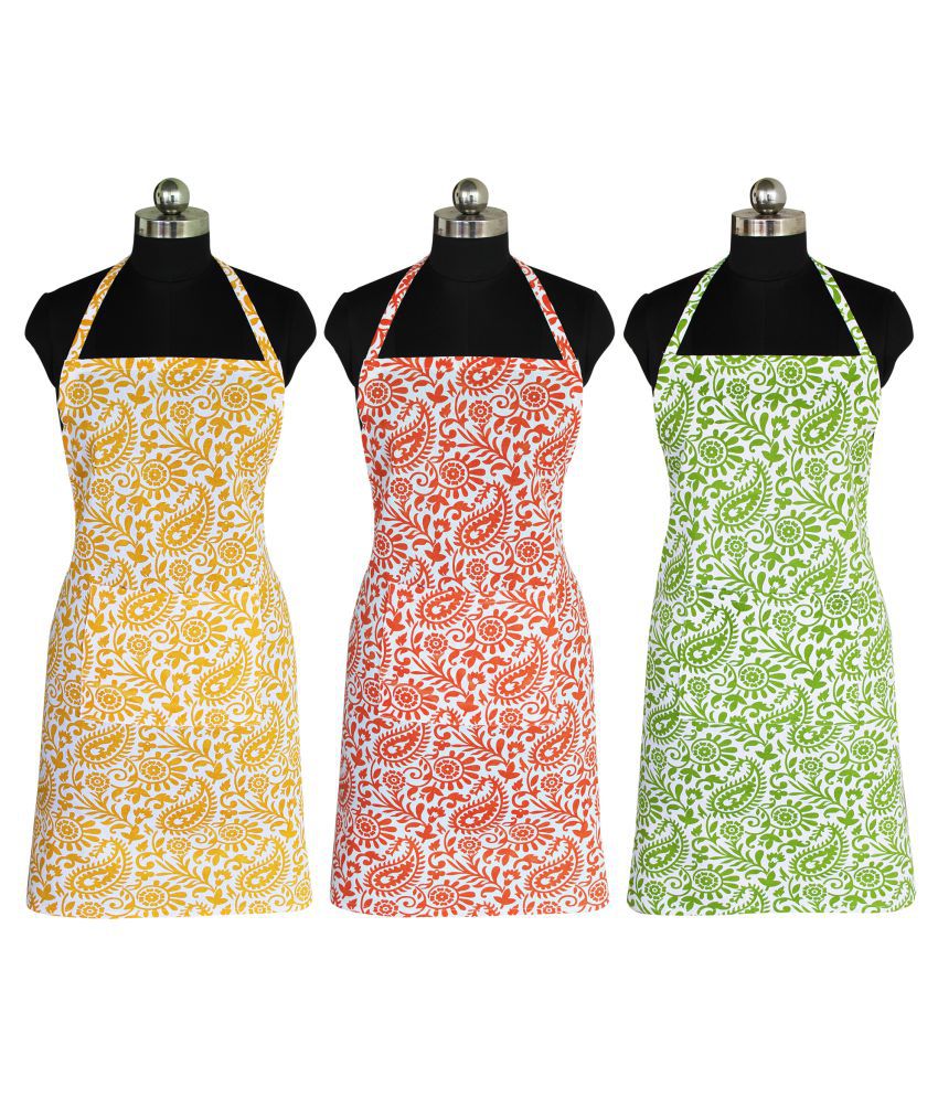     			Feather Green Set of 3 Multi Printed Cotton Apron