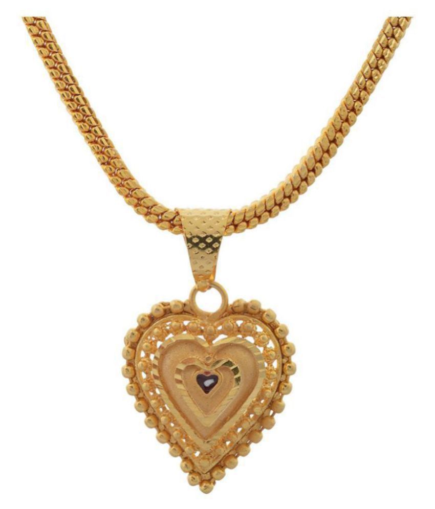     			Jewar Mandi Gold Plated Heart Shape Pendant Set for Girls & Women