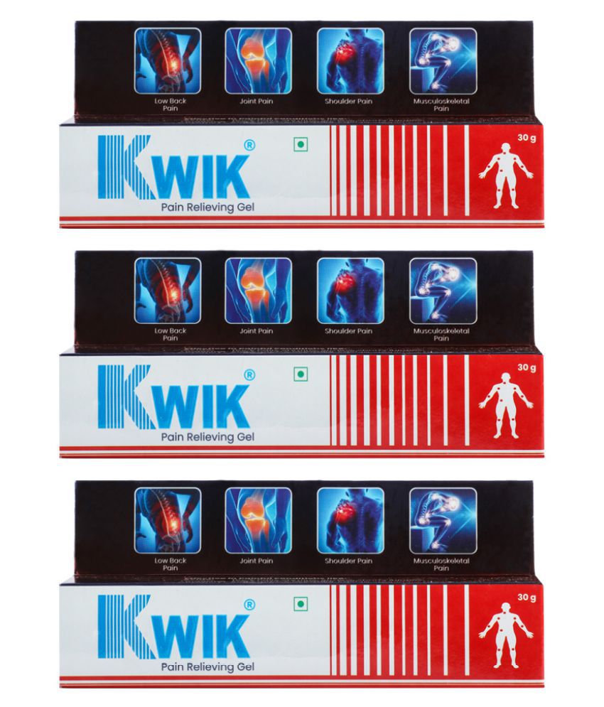     			Kwik Pain Relief Gel For Joint, Back, Knee, Shoulder & Muscle Pain, 30gm Each (Pack of 3)