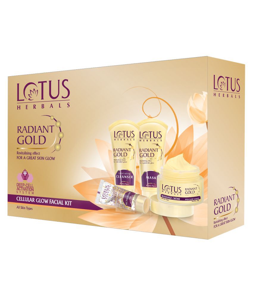     			Lotus Herbals Radiant Gold Cellular Glow 5 in 1 Facial Kit, With 24K Gold leaves, 170g